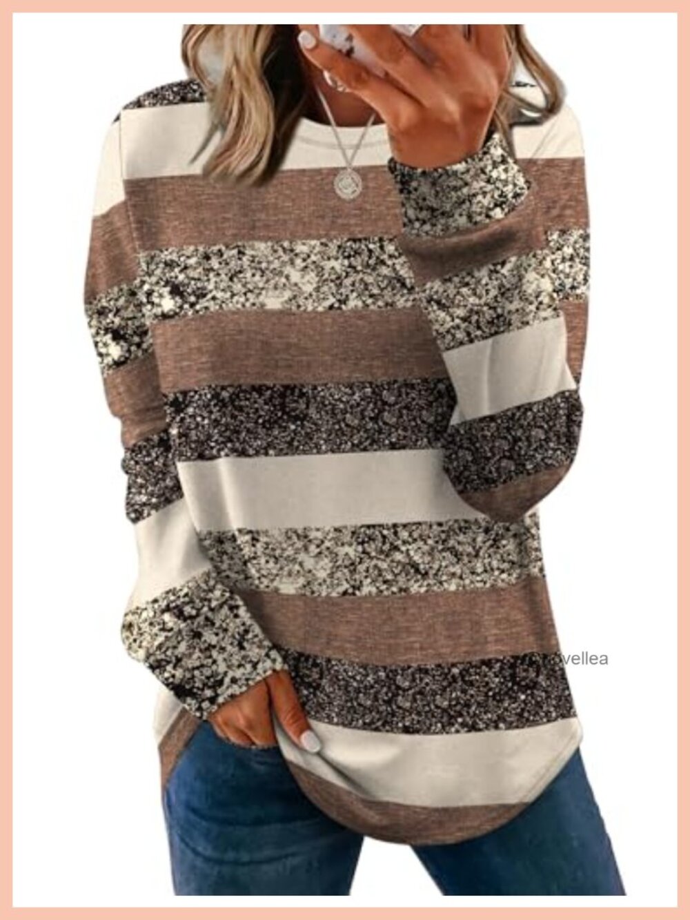Womens Crewneck Sweatshirt Long Sleeve Curved Hem Lightweight Tunic Sweater